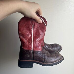 Ariat Red and Brown Cowboy Boots